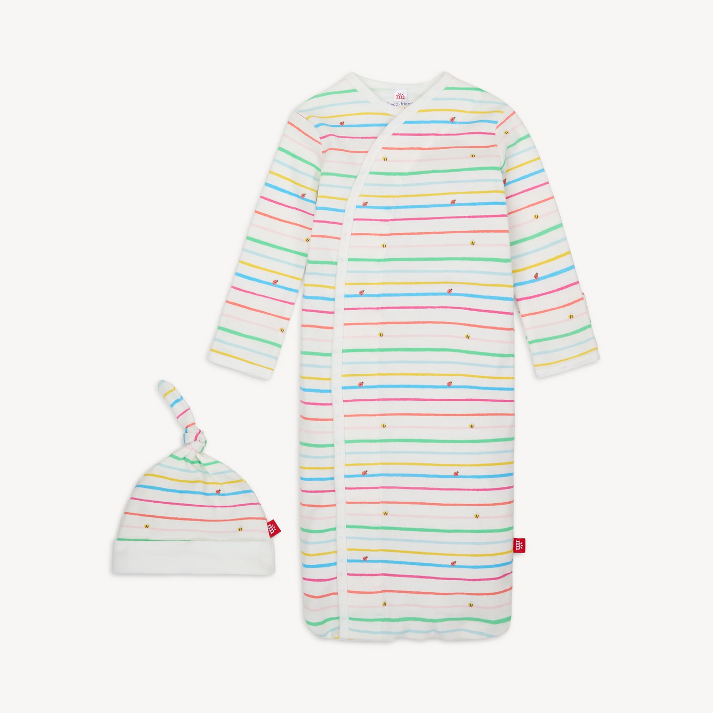 Rainbow Road organic cotton magnetic cozy sleeper gown + hat set (Copy)