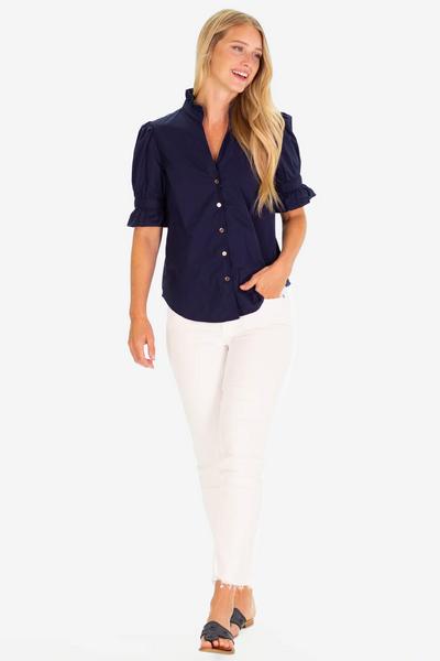 Marlow Top - Navy Stretch