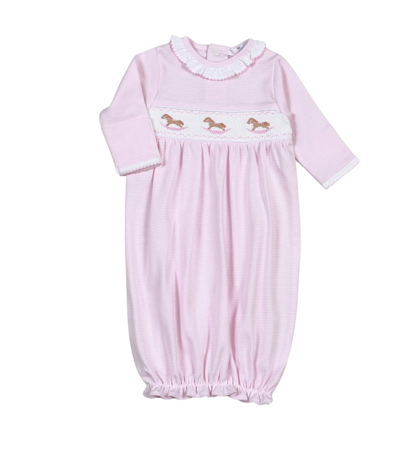 Pink Rocking Horse Hand Smocked Pima Gown