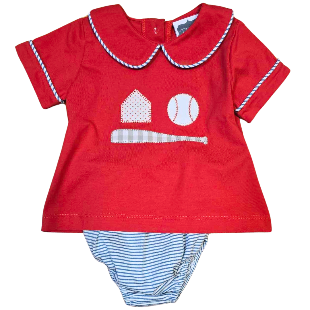 Baseball Applique Diaper Set