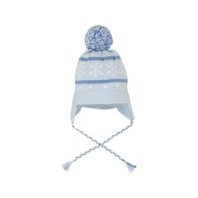 Parrish Pom Pom Hat - Buckhead Blue Knit With Barbados Blue & Snowflakes