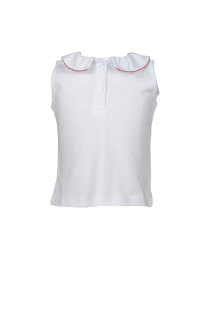 Sleeveless Girl Shirt with Red Trim