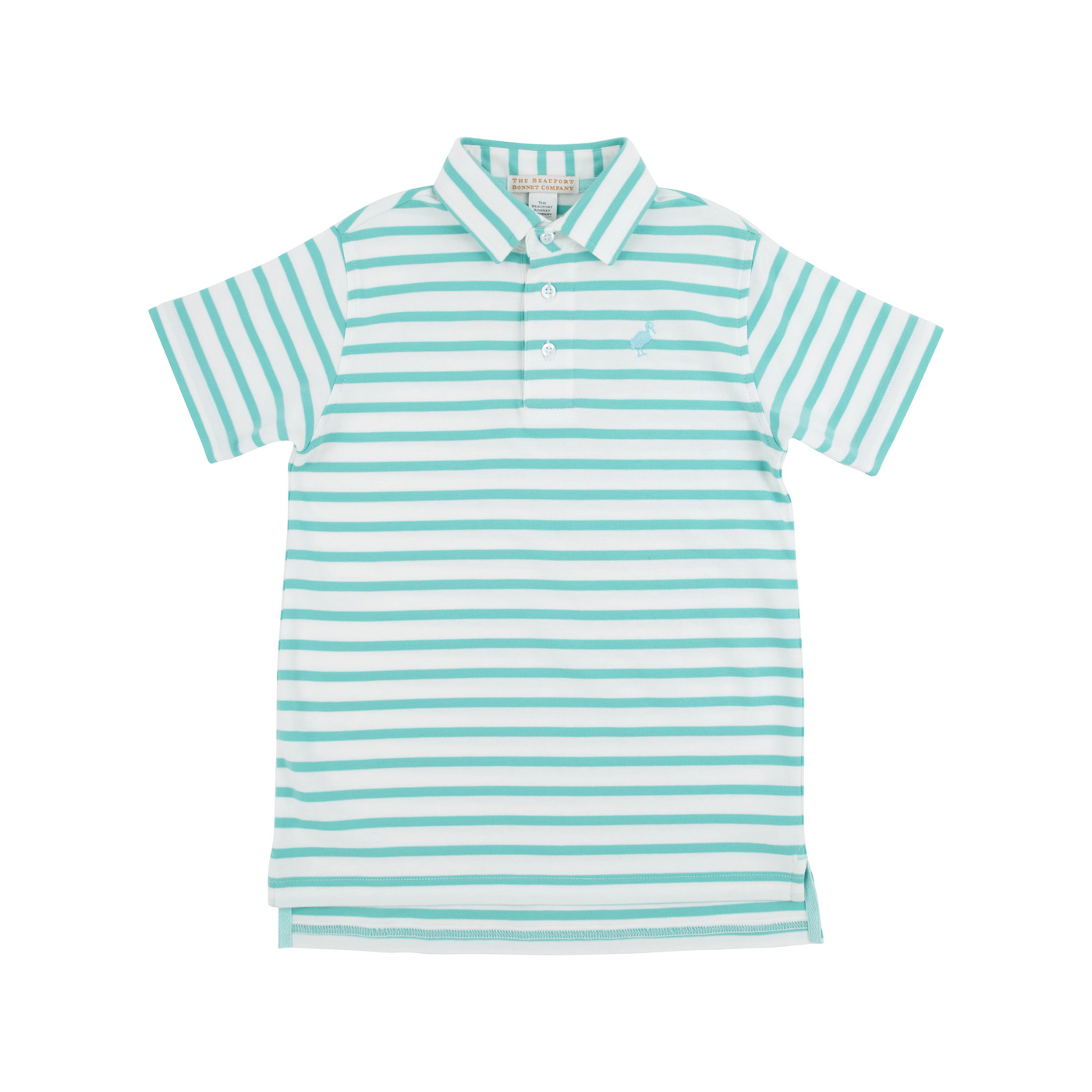 Prim & Proper Polo Turks Teal Stripe with Edisto Egg Blue Stork