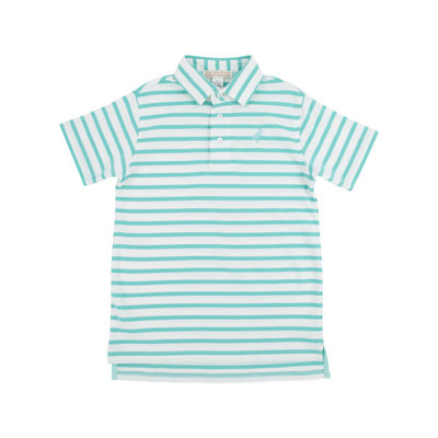 Prim & Proper Polo Turks Teal Stripe with Edisto Egg Blue Stork