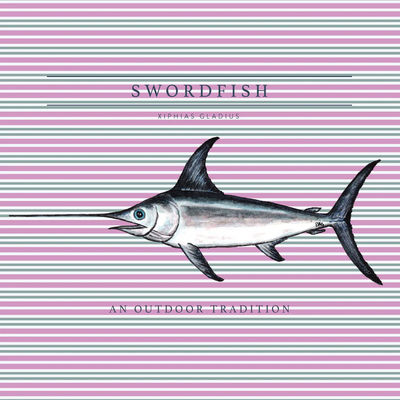 Girl's Pro Performance Hoodie T-shirt in Pink and Green Stripe with Swordfish