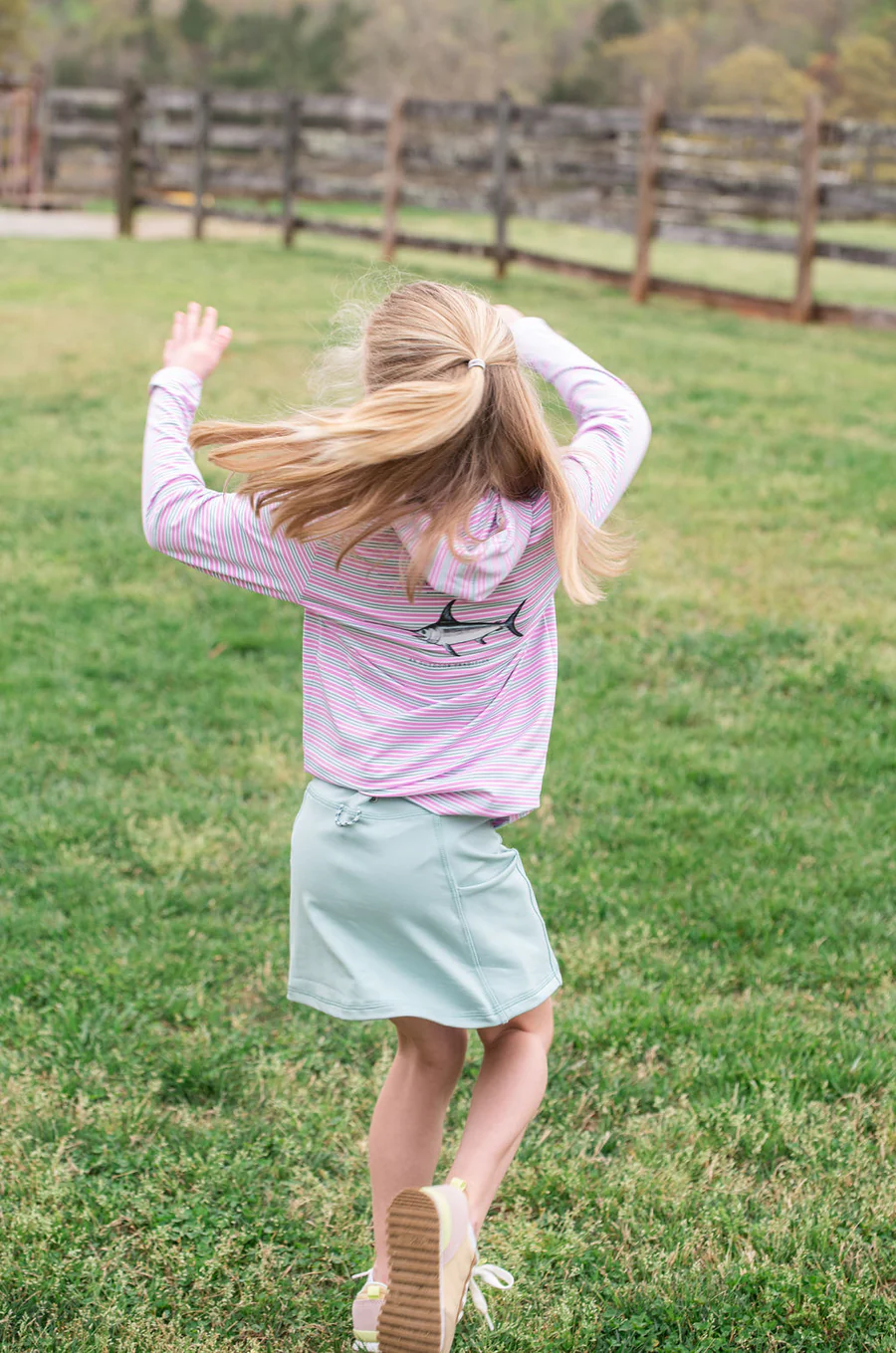 Girls Creekside Court Skort in Blue Surf Green