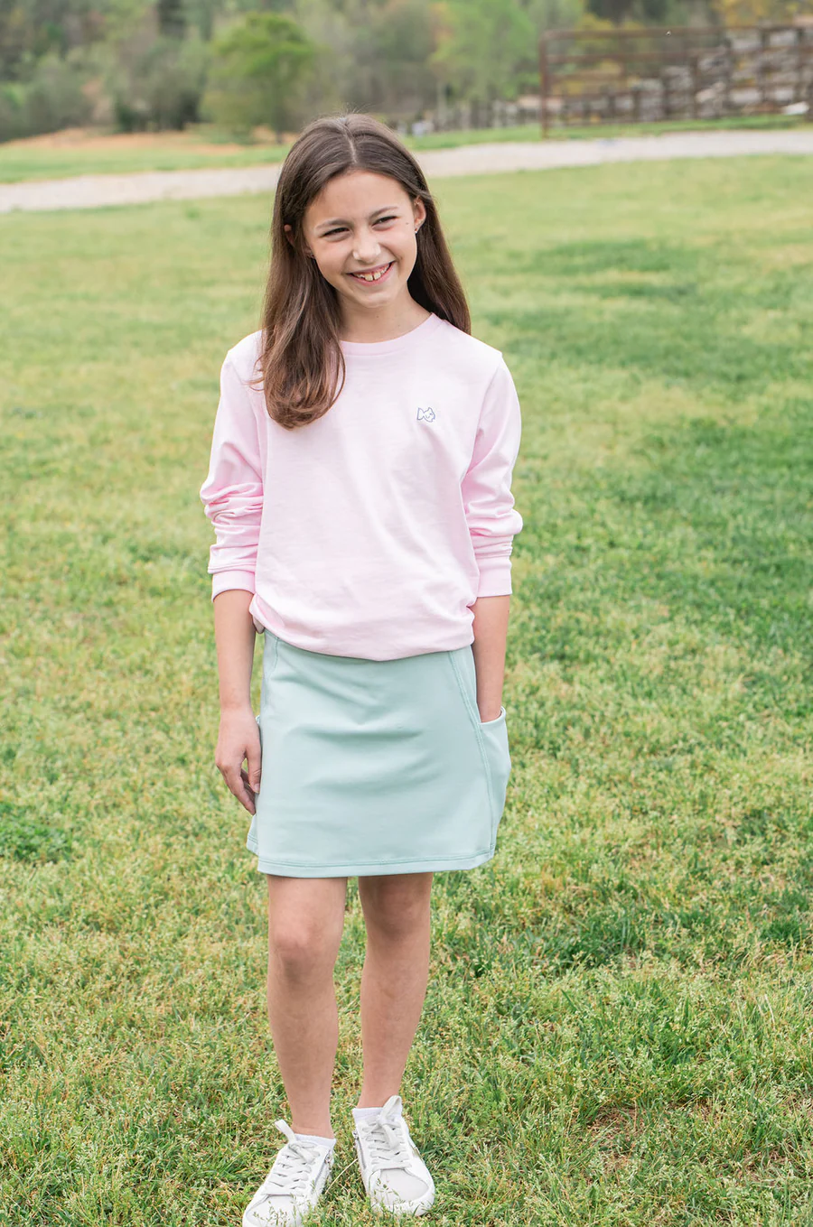 Girls Creekside Court Skort in Blue Surf Green