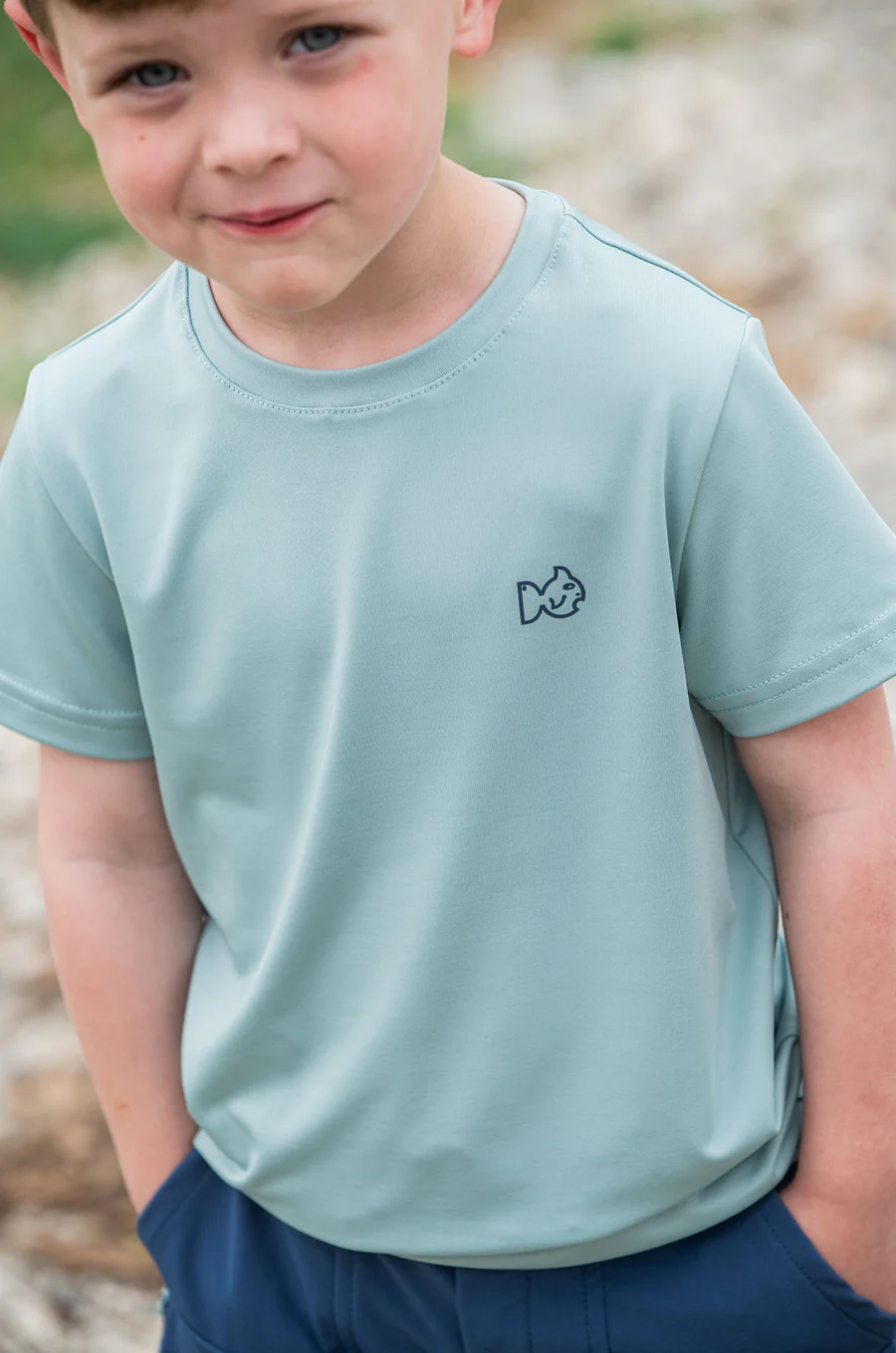 Kid's Pro Performance Short Sleeve T-shirt in Blue Surf with Swordfish
