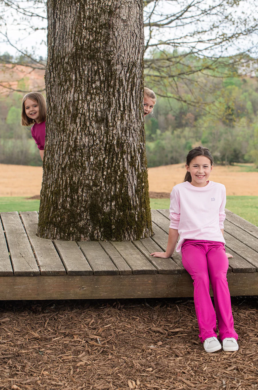 Girls Athletic Flare Legging in Rose Sorbet