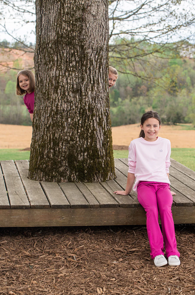 Girls Athletic Flare Legging in Rose Sorbet