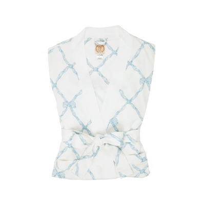 Ready Or Not Robe (Ladies) - Buckhead Blue Belle Meade Bow With Worth Avenue White