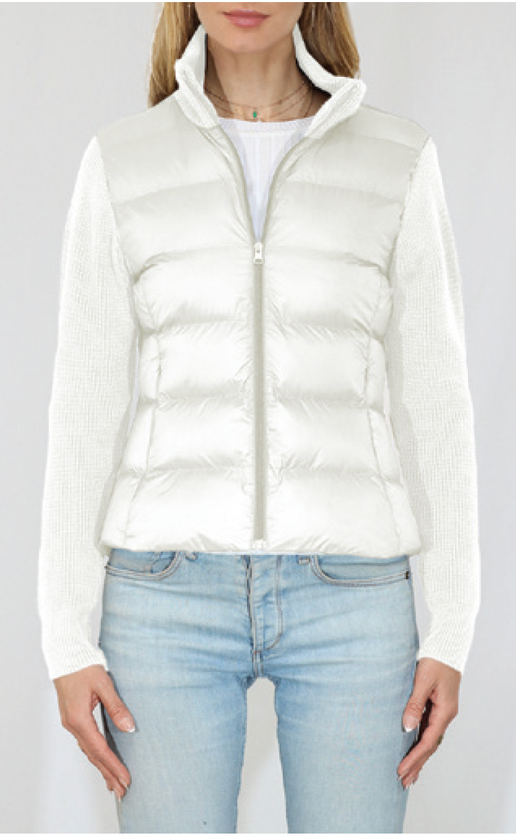 Zip Front Mock Neck Mixed Media Jacket