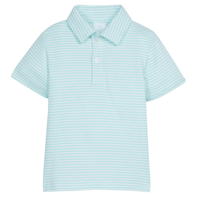 Short Sleeve Polo - Aqua Stripe