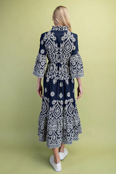 Navy Bell Sleeve Midi