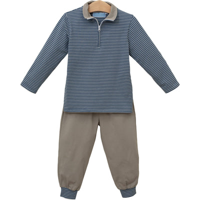 Tucker Pullover Set- Blue Stripe/Beige