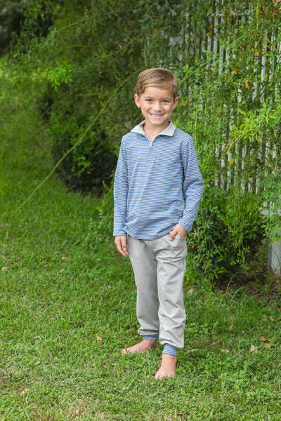 Tucker Pullover Set- Blue Stripe/Beige