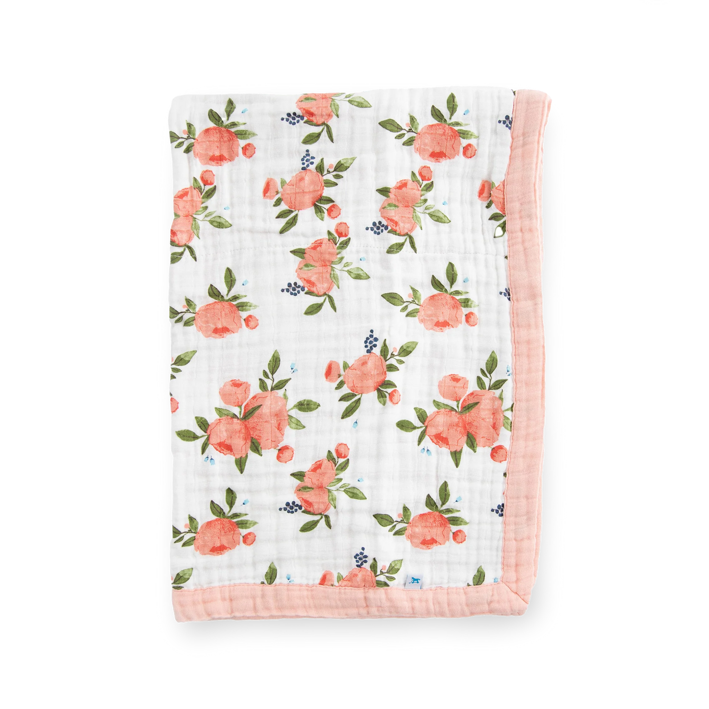 Cotton Muslin Baby Quilt - Watercolor Roses