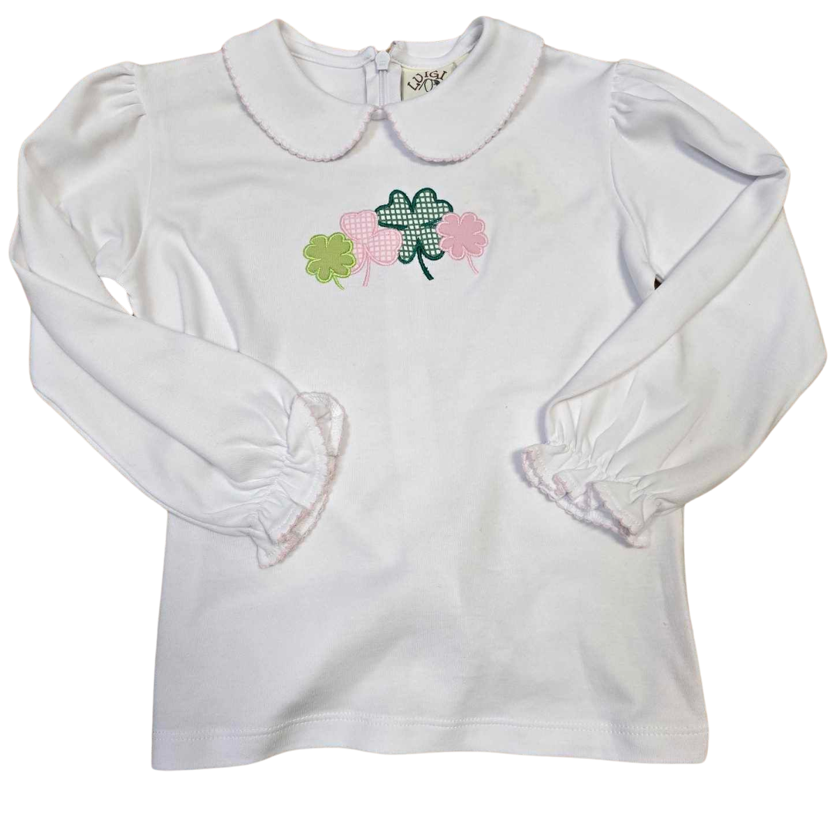Shamrock Applique Peter Pan Collar Shirt