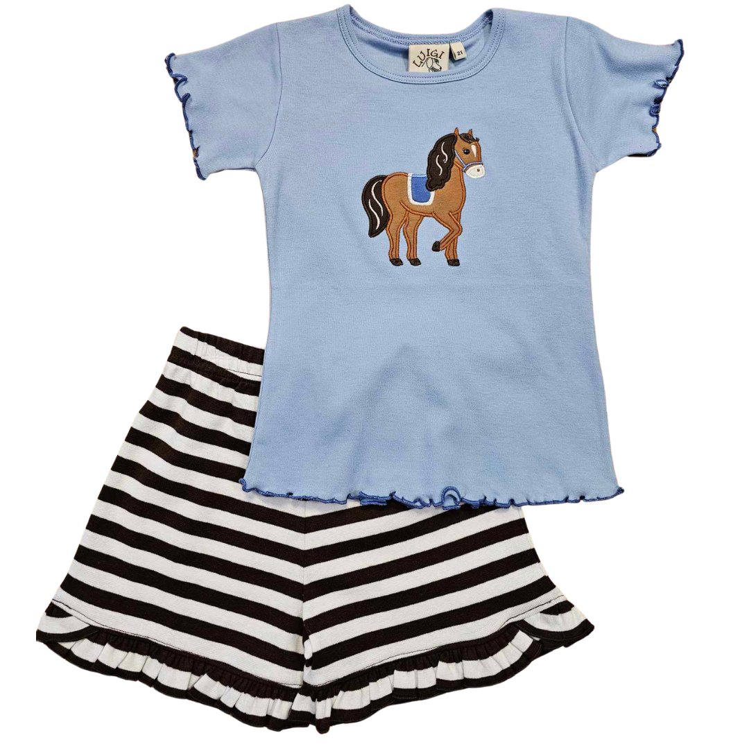 Girl's Horse Tee with Shorts