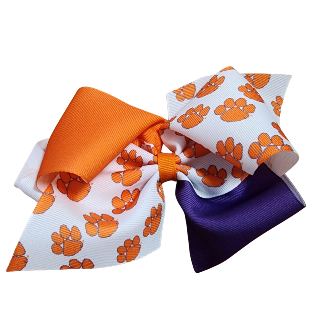 Wide King College Print & Color Bow (Clemson, UGA, & USC)