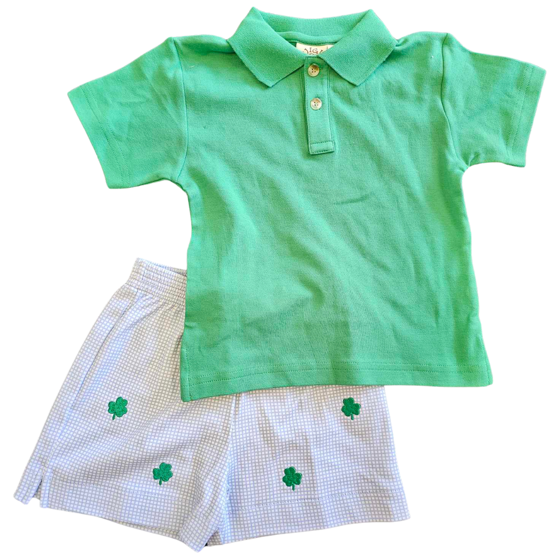 Clover Embroidered Short with Green Polo