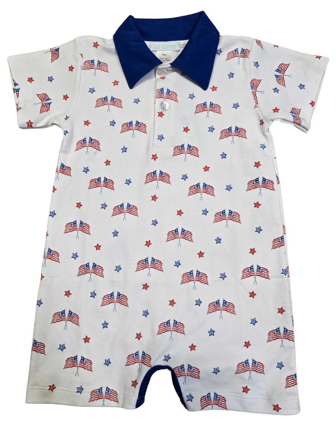 Michael Pima Cotton Romper - Flag Print