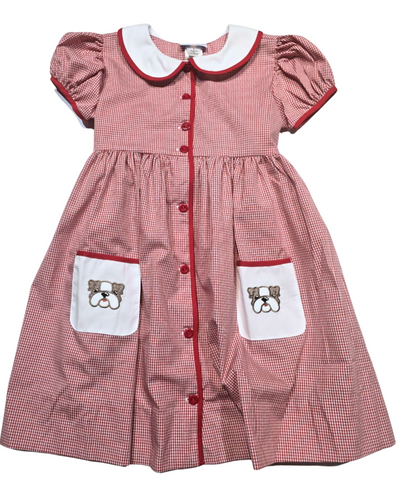 Bulldog Embroidered Ashley Dress