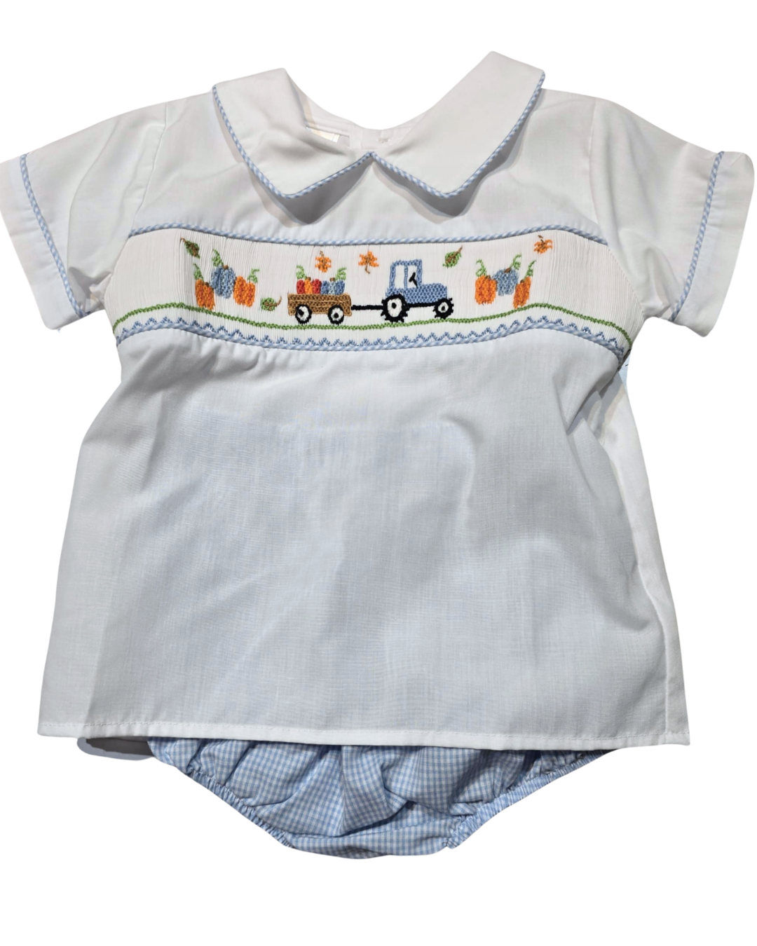 Champ Pumpkin Embroidered Diaper Set