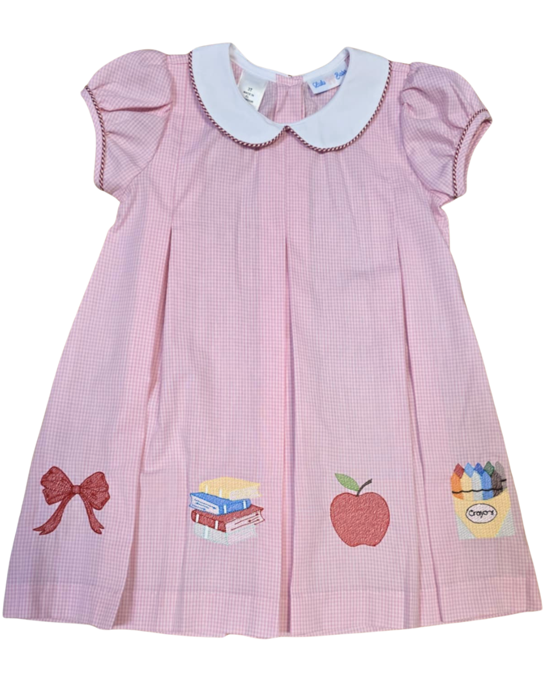 Dana Pleat Dress - School Embroidered