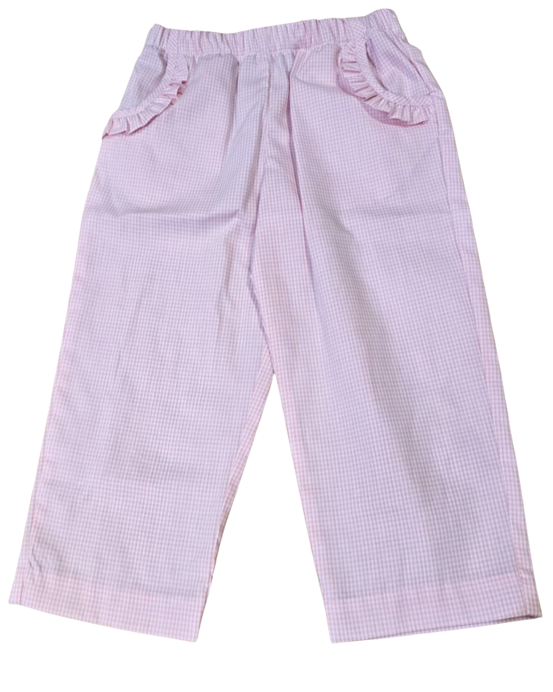 Light Pink Gingham Ruffle Pocket Pant