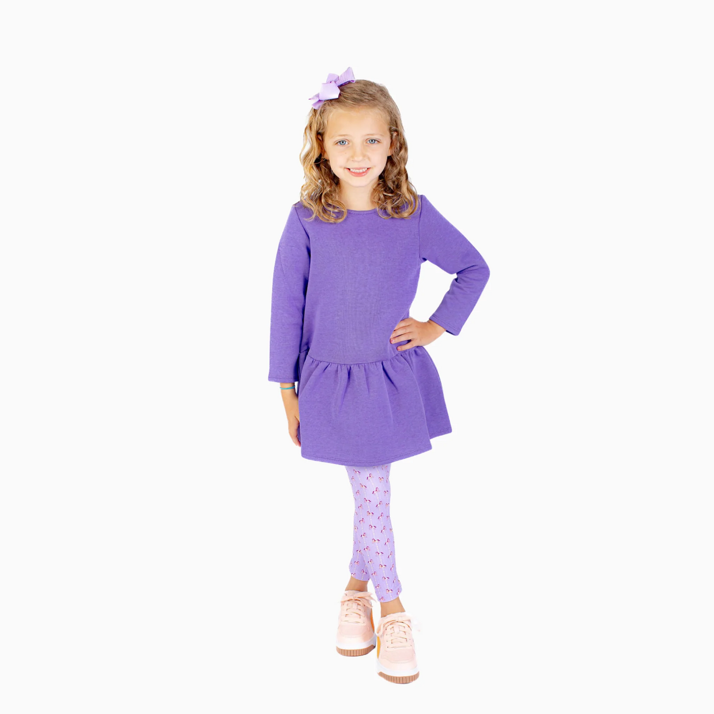Long Sleeve Tennis Dress in Purple