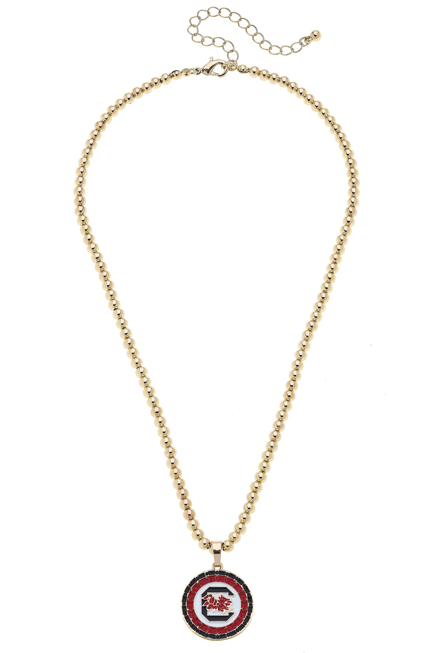 South Carolina Gamecocks Pave Disc Necklace in Shiny Gold