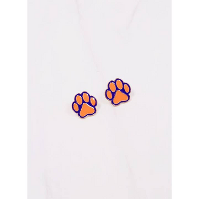 Perfect Paw Print Stud Earring Orange & Purple