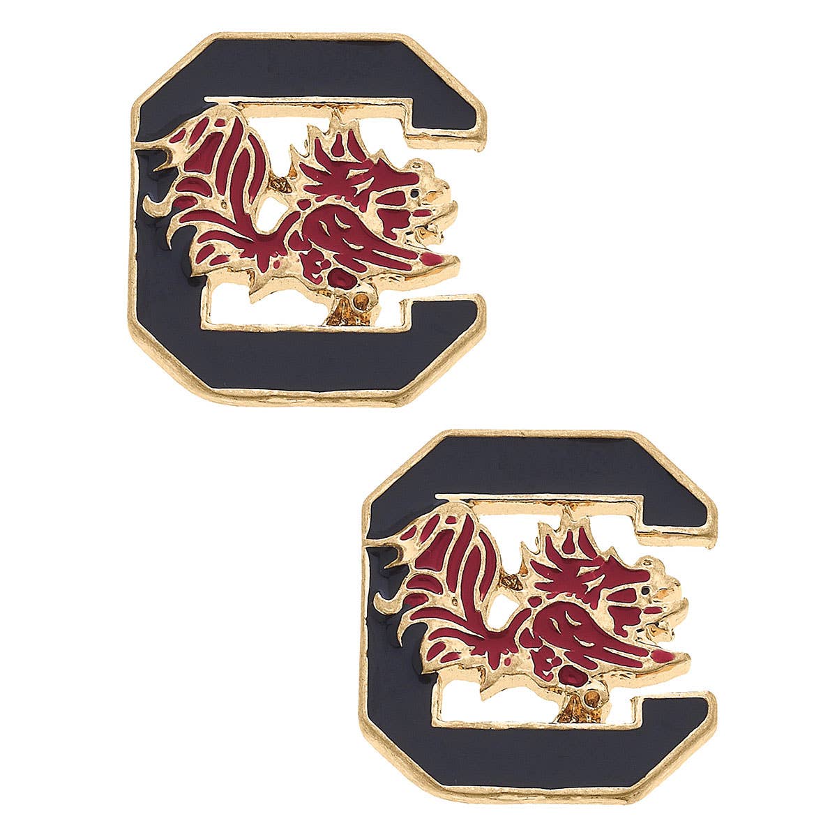 South Carolina Gamecocks Enamel Logo Stud Earrings Gold