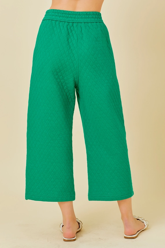 Green Quilted Capri Pants