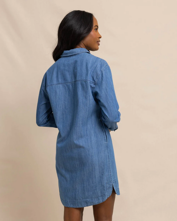 tractr denim dress Blue Mountain Women's Denim Dress, Dark Wash, XS