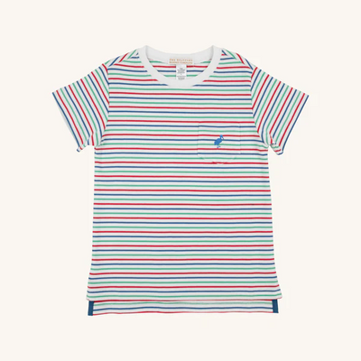 Carter Crewneck Simsbury Stripe with Wood Boat Blue Stork