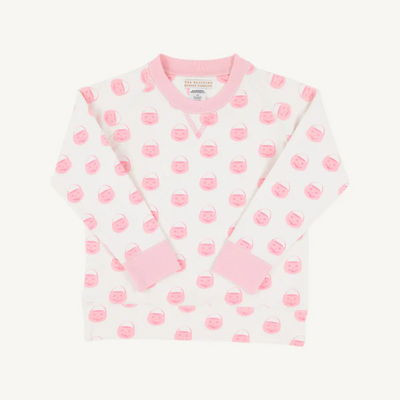 Cassidy Comfy Crewneck Vintage-Prep Pumpkin Pails with Sandpearl Pink