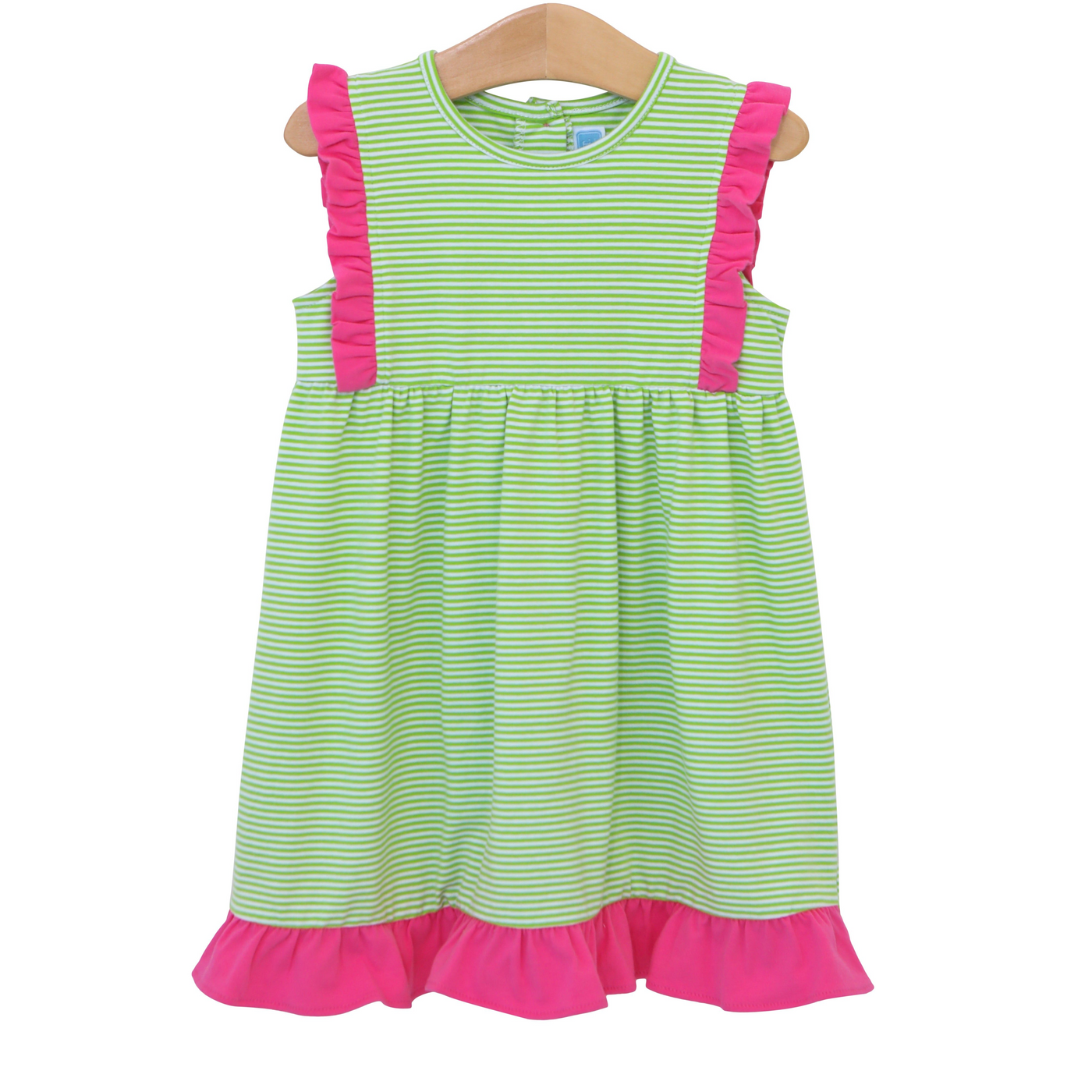 Josie Dress- Lime Green Stripe & Hot Pink
