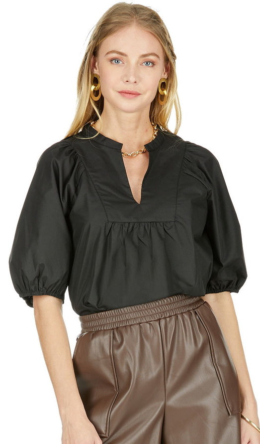 Black Puff Sleeve Top