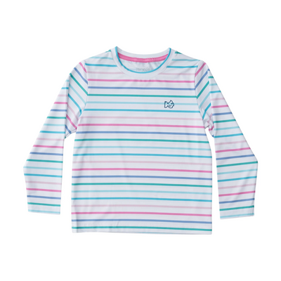 Long Sleeve Pro Performance Fishing Tee - Fuchsia Pink Multi Color Stripe