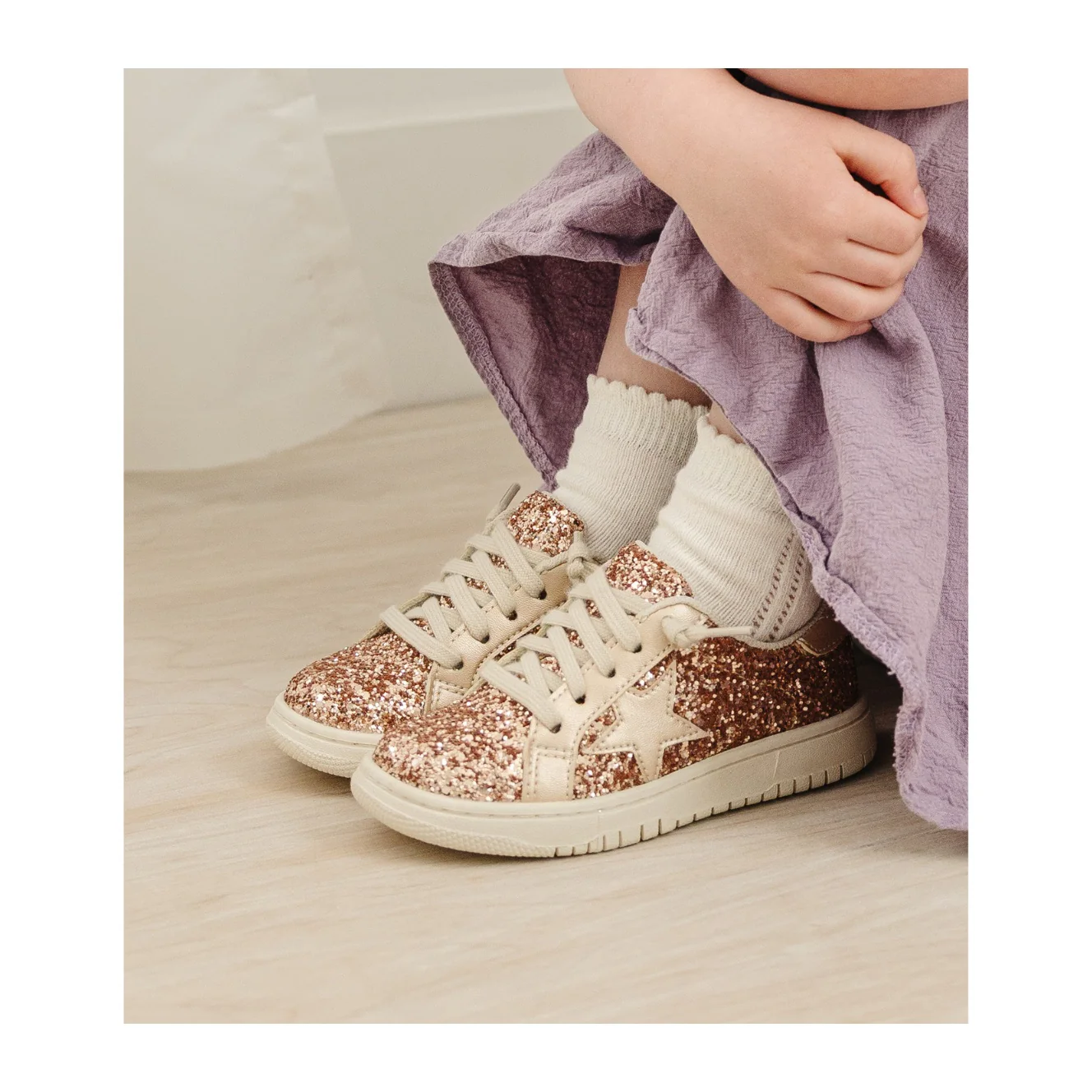 Kinley Star Glitter Sneaker - Rose Gold