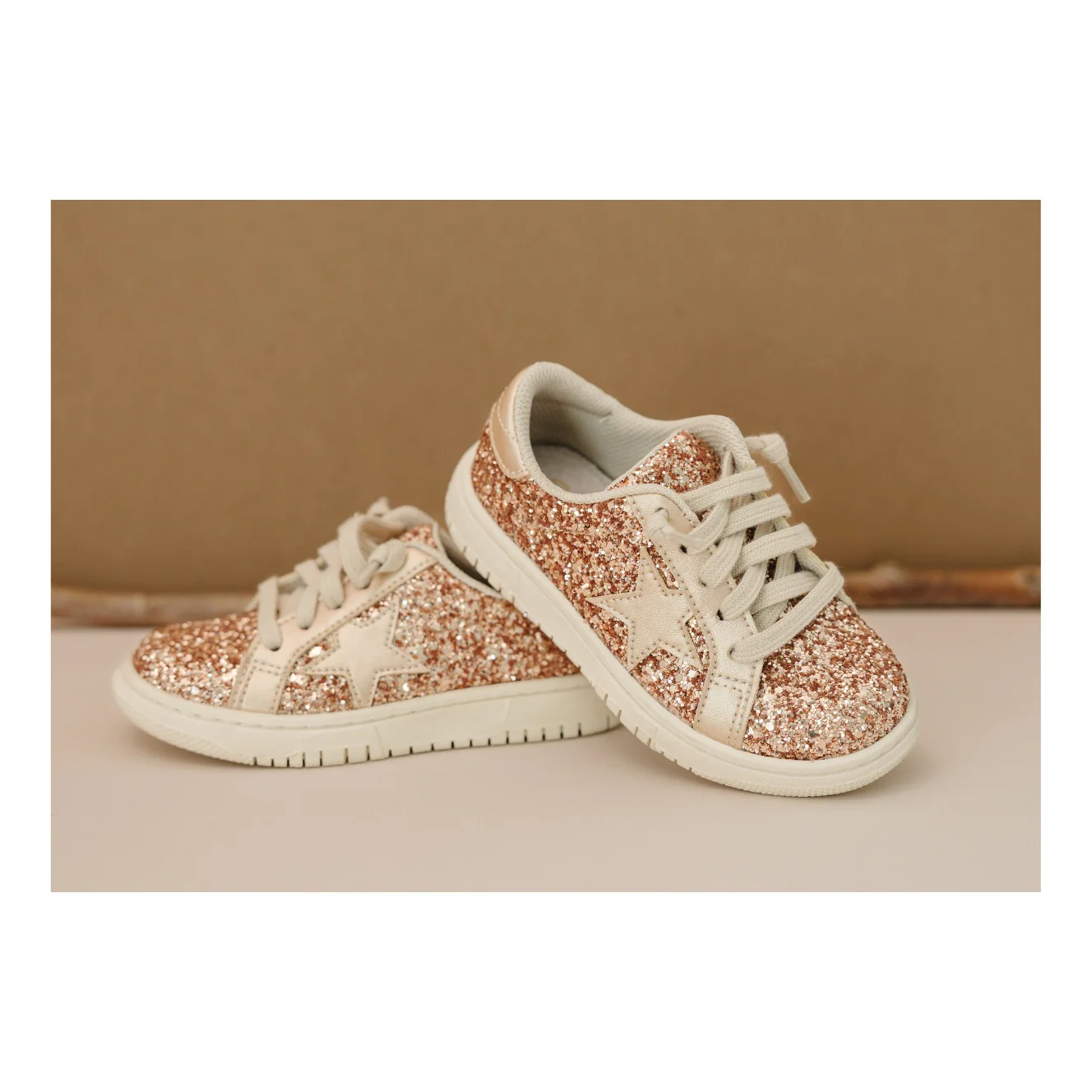 Kinley Star Glitter Sneaker - Rose Gold