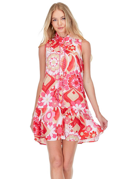 Zinnias High Neck Dress