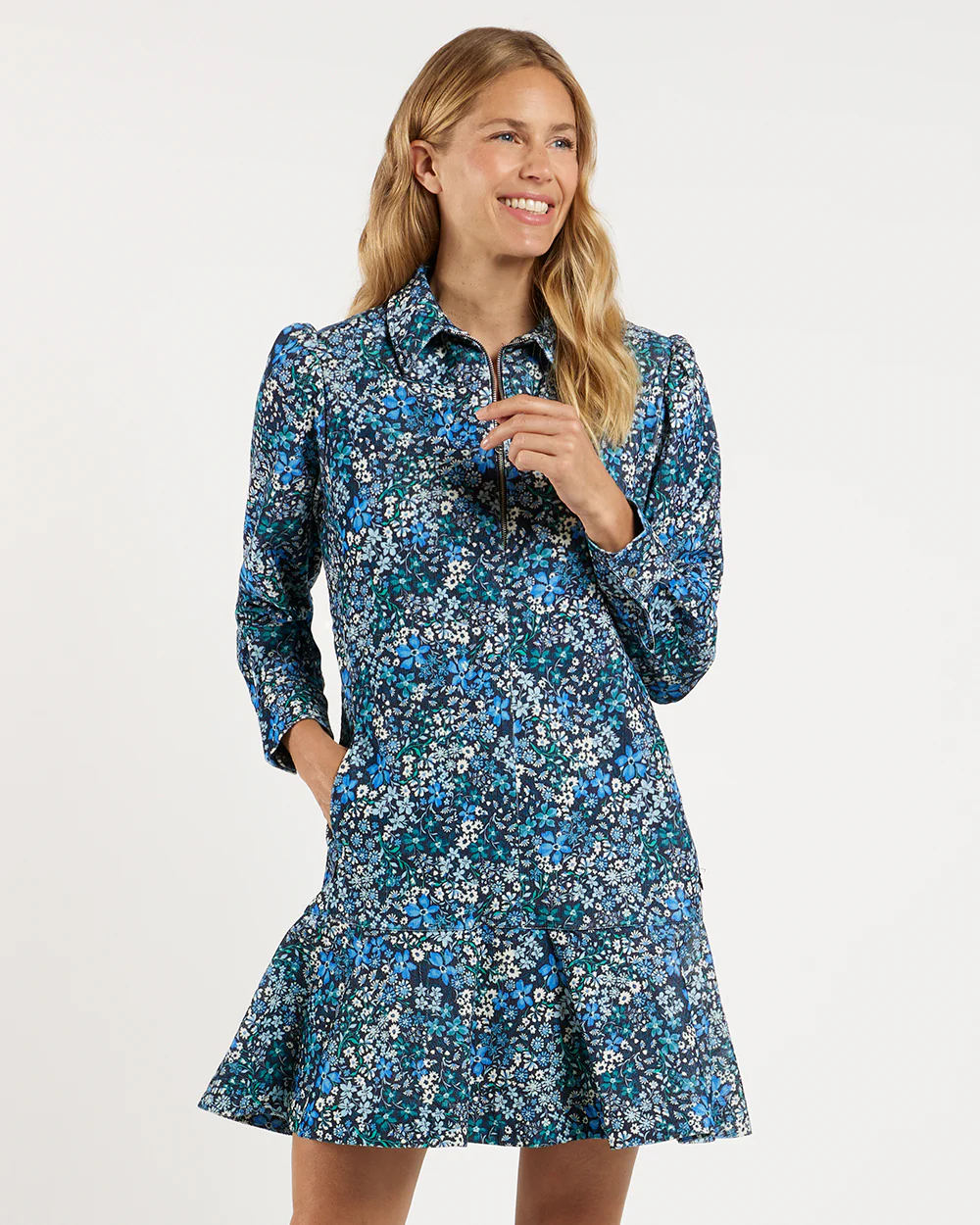 Bunny Dress Corduroy - Ditsy Floral Navy
