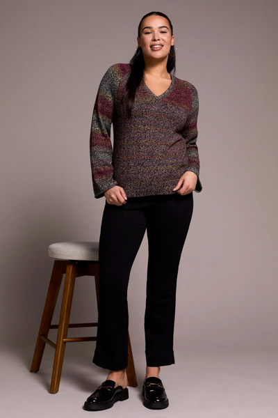 Combed Cotton V-Neck Sweater - Wine