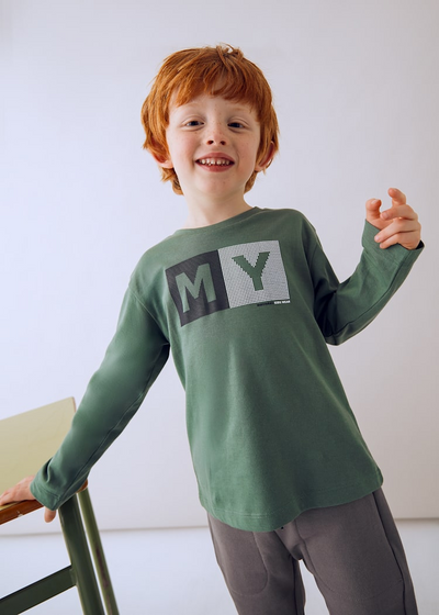 Boy Basic Lettering T-Shirt - Spruce