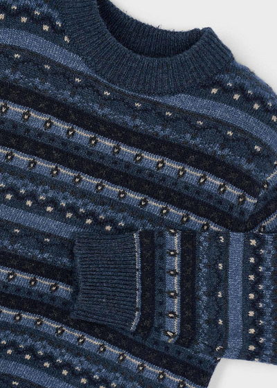 Boy Jacquard Knit Sweater - Steel