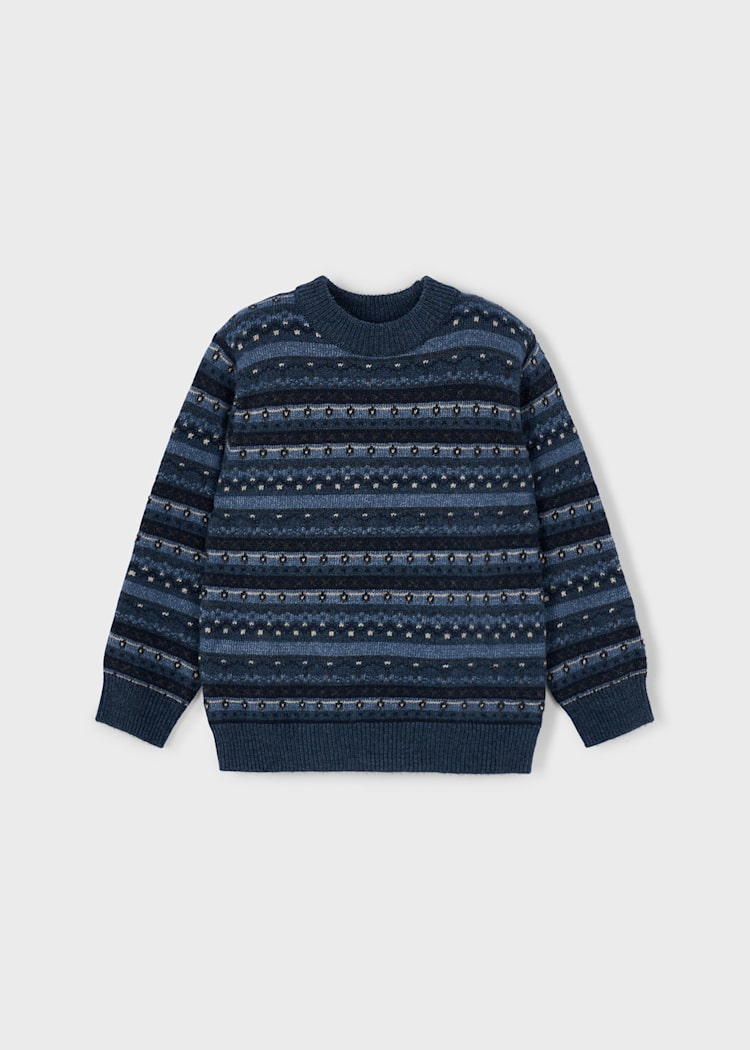 Boy Jacquard Knit Sweater - Steel