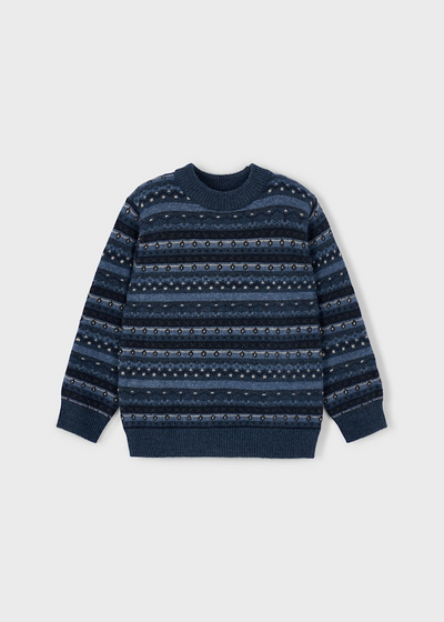 Boy Jacquard Knit Sweater - Steel